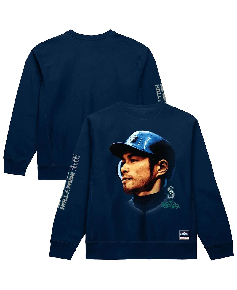 Mitchell & Ness Men's Ichiro Suzuki Navy Seattle Mariners Hall of Fame Sweatshirt