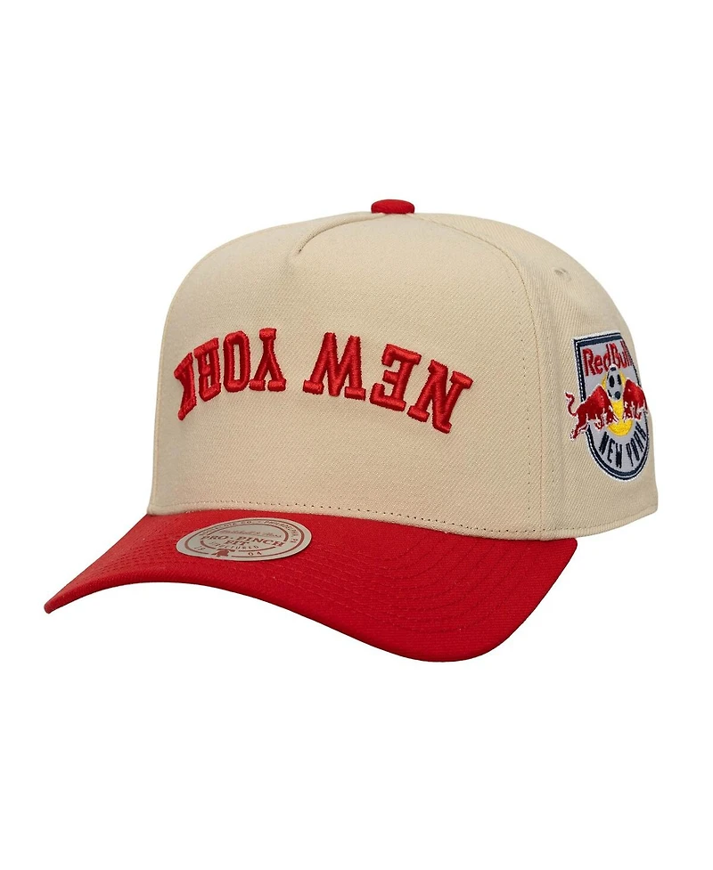 Mitchell & Ness Men's Cream/Red New York Red Bulls Upside Down Pro Pinch Snapback Hat