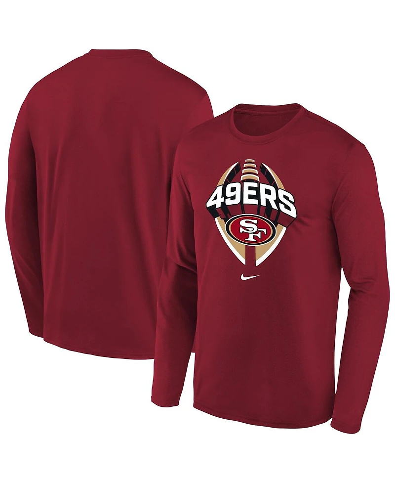 Nike Big Boys and Girls Scarlet San Francisco 49ers Primetime Legend Icon Long Sleeve Performance T-Shirt