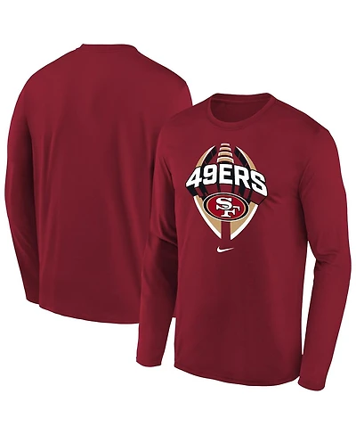 Nike Big Boys and Girls Scarlet San Francisco 49ers Primetime Legend Icon Long Sleeve Performance T-Shirt