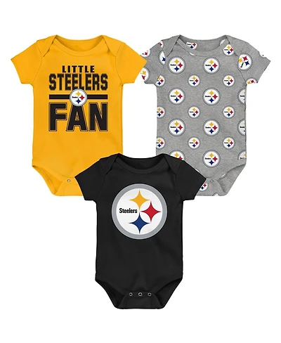 Outerstuff Newborn 3-Piece Pittsburgh Steelers Little Tike Bodysuit Set