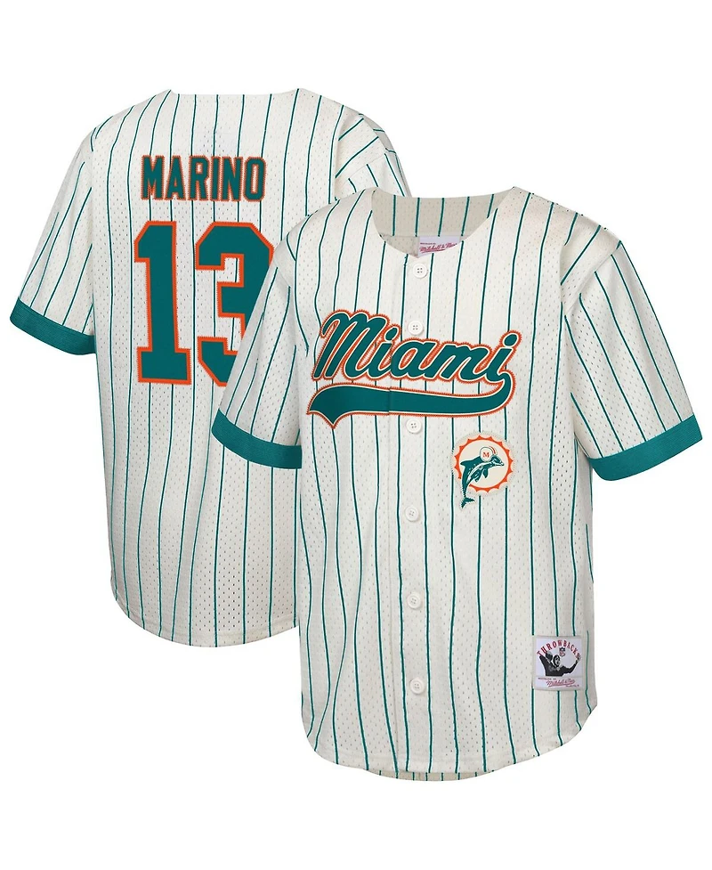 Mitchell & Ness Big Boys and Girls Dan Marino Cream Miami Dolphins Retired Player Name Number Baseball Jersey