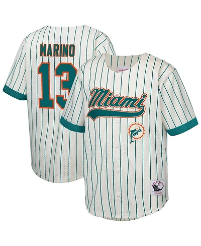 Mitchell & Ness Big Boys and Girls Dan Marino Cream Miami Dolphins Retired Player Name Number Baseball Jersey