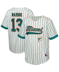 Mitchell & Ness Big Boys and Girls Dan Marino Cream Miami Dolphins Retired Player Name Number Baseball Jersey