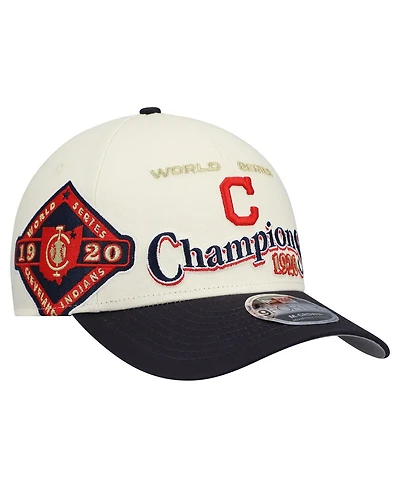 New Era Men's Cream/Navy Cleveland Guardians World Series 9FORTY M-Crown Adjustable Hat