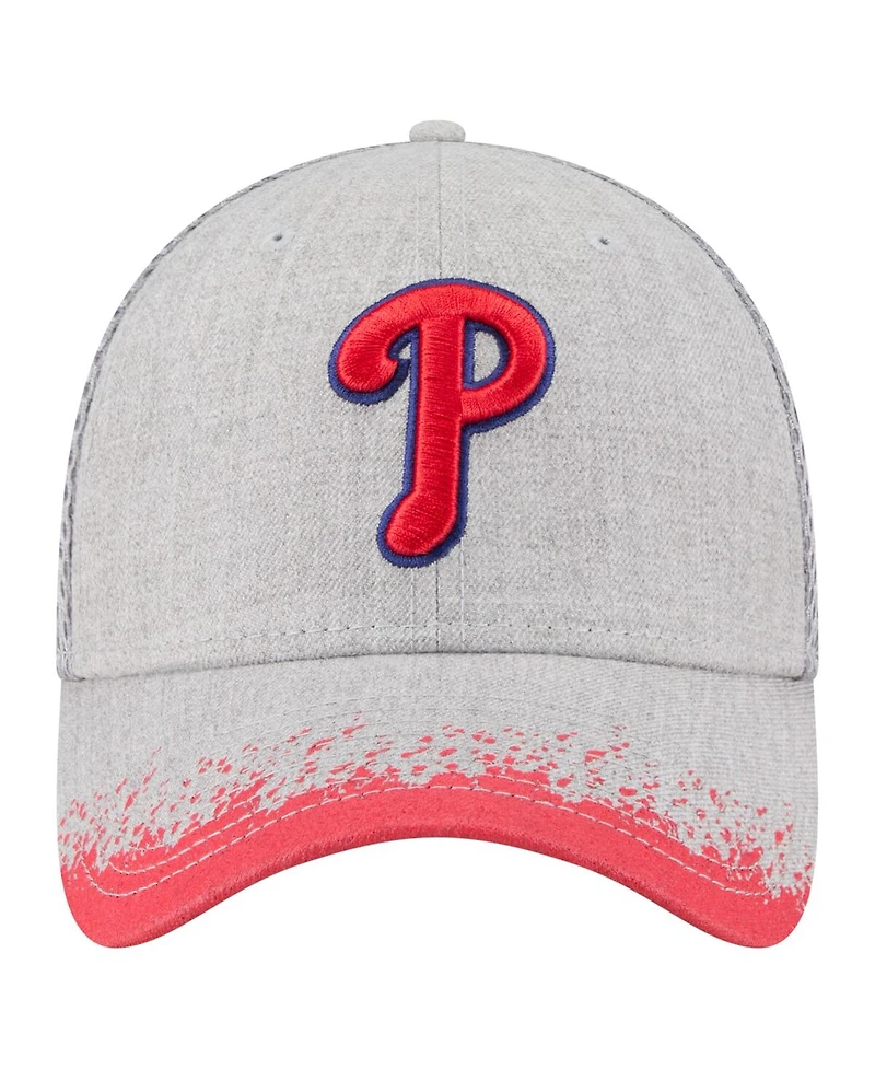 New Era Men's Gray Philadelphia Phillies Visor Paint Splatter 39THIRTY Flex Hat