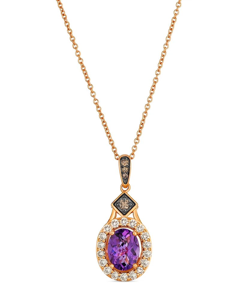 Le Vian Dark Amethyst (1.14 ct. t.w.), Nude Diamond (.31 ct. t.w.) and Chocolate Diamond Pendant Necklace (.05 ct. t.w.) in 14K Strawberry Gold