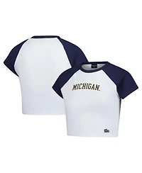 Hype And Vice Women's Navy Michigan Wolverines Homerun Cropped Raglan T-Shirt