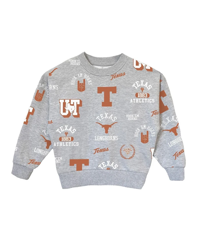 Gameday Couture Big Girls Gray Texas Longhorns Always on Repeat Pullover Sweatshirt