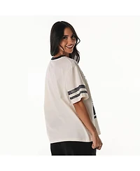 The Wild Collective Women's Cream Dallas Cowboys Drop Shoulder Oversized Boyfriend T-Shirt