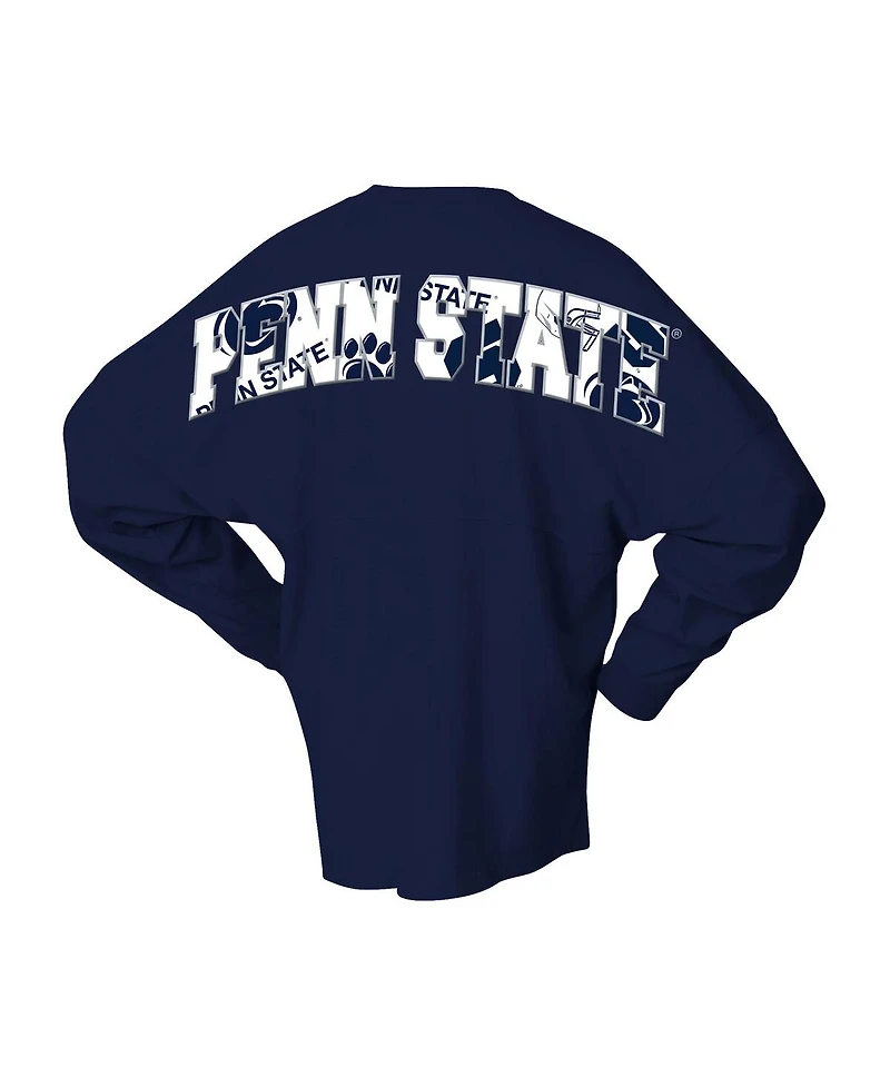 Spirit Jersey Women's Blue Penn State Nittany Lions Oversized Preppy Long Sleeve T-Shirt