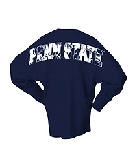 Spirit Jersey Women's Blue Penn State Nittany Lions Oversized Preppy Long Sleeve T-Shirt