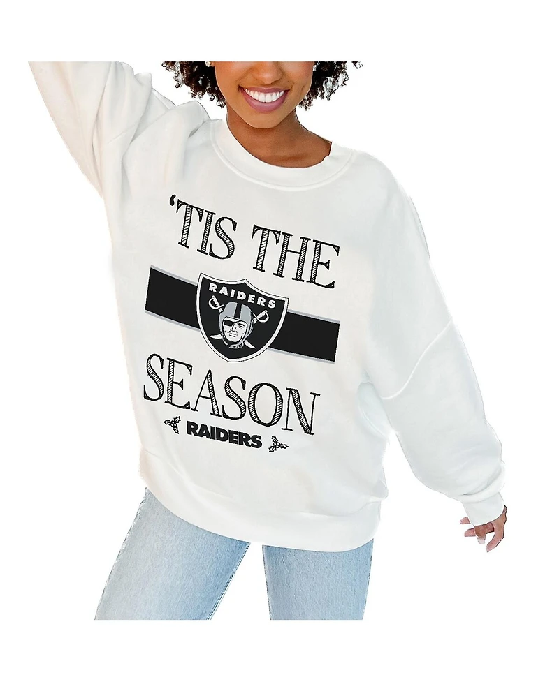 Gameday Couture Women's White Las Vegas Raiders Oversized Take a Holiday Pullover Sweatshirt