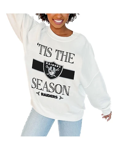 Gameday Couture Women's White Las Vegas Raiders Oversized Take a Holiday Pullover Sweatshirt