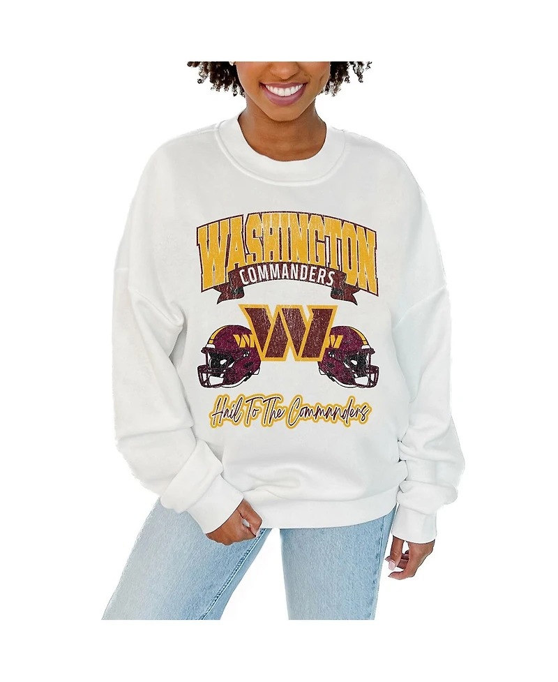 Gameday Couture Women's White Washington Commanders Passing Time Pullover Sweatshirt