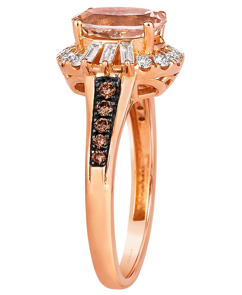 Le Vian Morganite (1.30 ct. t.w.), Baguette Vanilla Diamond (.15 ct. t.w.), Round Vanilla Diamond (.20 ct. t.w.) and Chocolate Diamond Ring (.16 ct. t