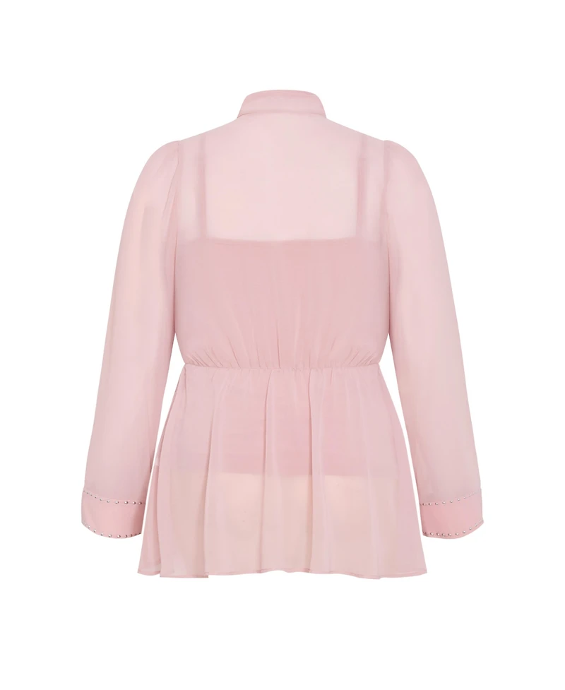 City Chic Plus Kara Stud Tie Neck Top