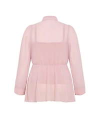 City Chic Plus Kara Stud Tie Neck Top