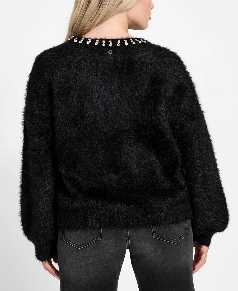 Guess Women's Arisa Rhinestone-Trim Sweater