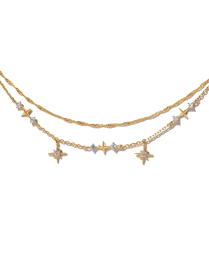 Girls Crew Crystal Wandering Gold Plated Stars Anklet