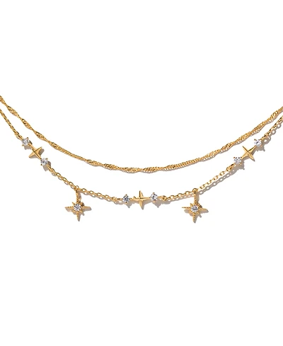 Girls Crew Crystal Wandering Gold Plated Stars Anklet