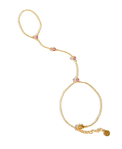 Girls Crew Crystal Te Amo Gold Plated Hand Chain Bracelet