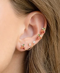 Girls Crew Crystal Gold Plated Cherry On Top Studs