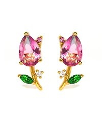 Girls Crew Crystal Blossoming Gold Plated Tulip Studs