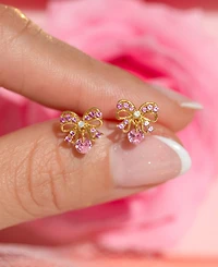 Girls Crew Crystal Gold Plated Love Knot Bow Earrings