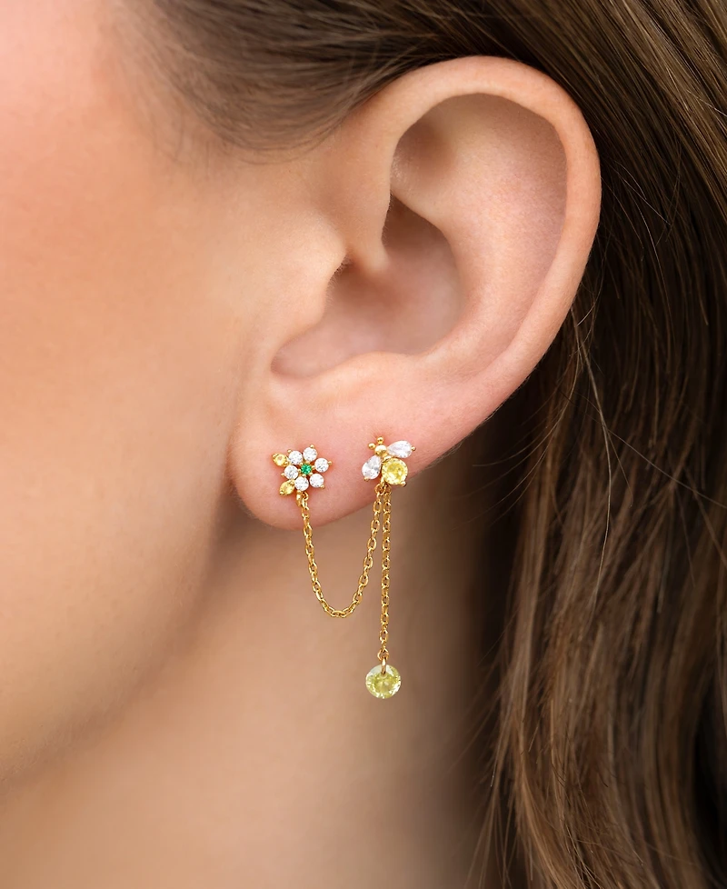 Girls Crew Crystal Sting Like a Bee Double Stud Earring
