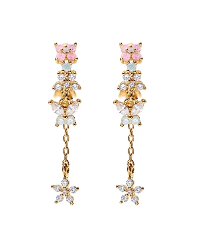Girls Crew Crystal Gold Plated Mari Dangle Hoop Earrings