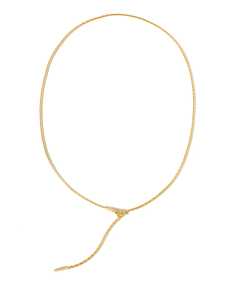 Girls Crew Crystal Viper Y Drop Gold Plated Necklace