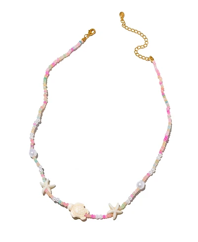 Girls Crew Crystal Turtle Bay Gold Plated Beaded Necklace