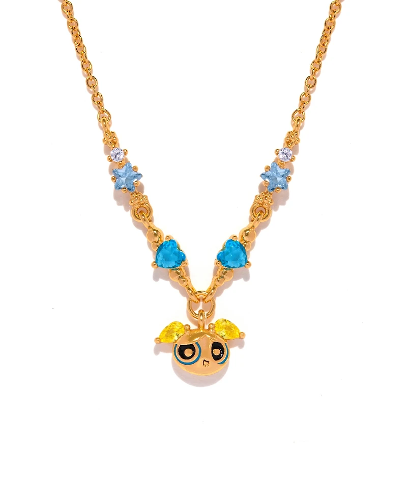 Girls Crew Crystal The Powerpuff Girls Gold Plated Bubbles Necklace