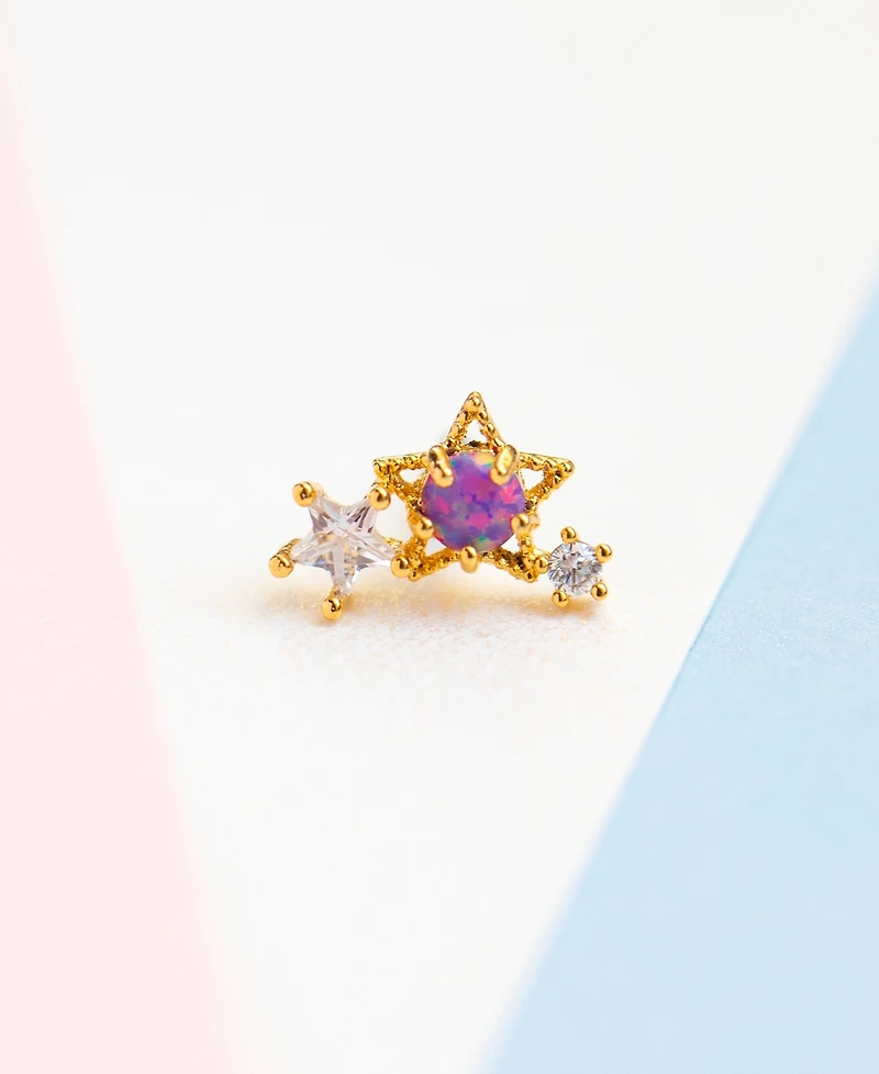 Girls Crew Gold Plated Light Year Crystal Piercing Style Earrings