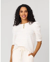Cable & Gauge Women's Puff Sleeve Bow Top