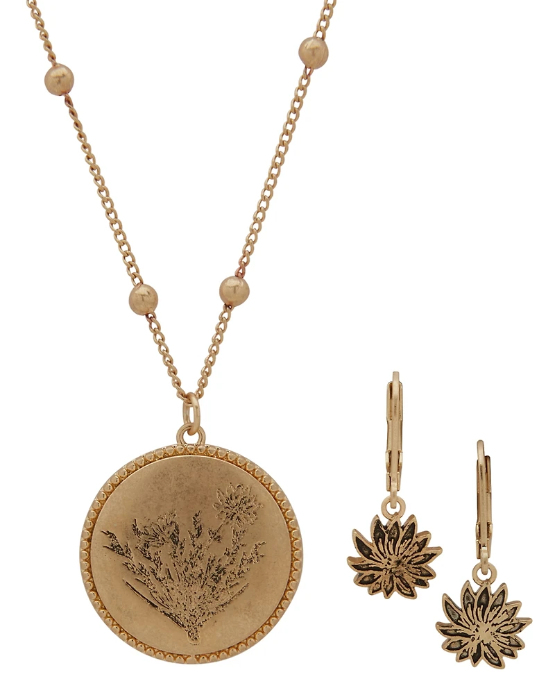 Yellowstone 2-Pc. Wildflower Pendant Necklace and Drop Earrings Gift Set