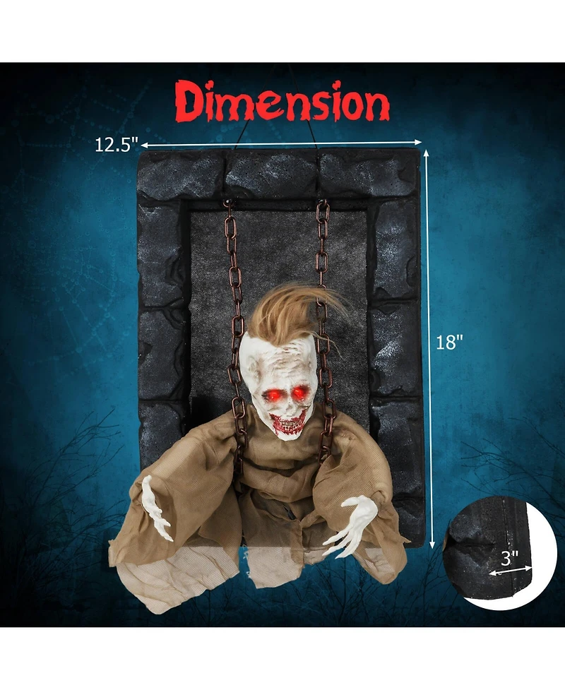 Halloween Hanging Animated Zombie Prisoner Decoration Glowing Eye Indoor Outdoor