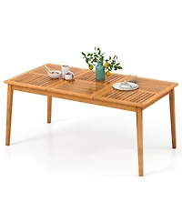 Gymax -Person Outdoor Acacia Wood Dining Table w/ 1.96'' Umbrella Hole Rectangular