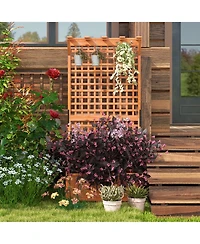 Gymax Wooden Planter Raised Garden Bed w/ Planter Box & Trellis Indoor & Outdoor