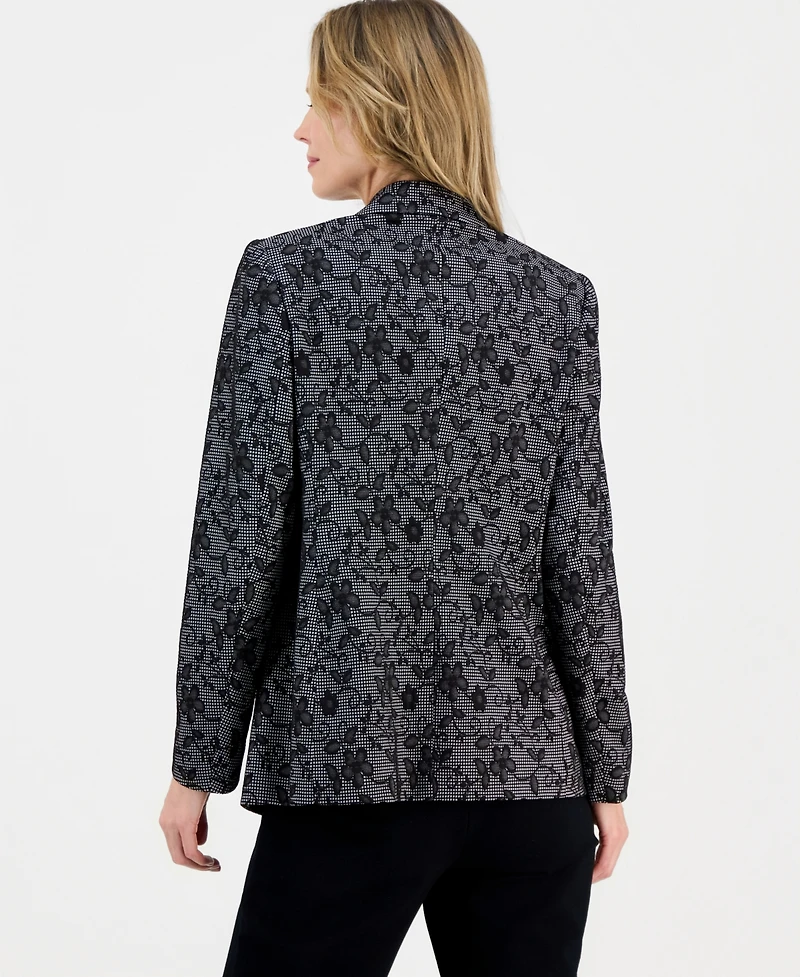 Kasper Women's Floral Ponte Notch-Collar Jacket