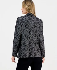 Kasper Women's Floral Ponte Notch-Collar Jacket