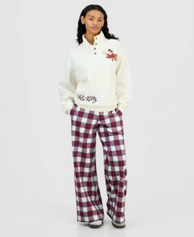 Grayson Threads The Label Juniors Hello Kitty Quarter Snap Sweatshirt Hello Kitty Plaid Fleece Pants