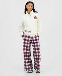 Grayson Threads The Label Juniors Hello Kitty Quarter Snap Sweatshirt Hello Kitty Plaid Fleece Pants