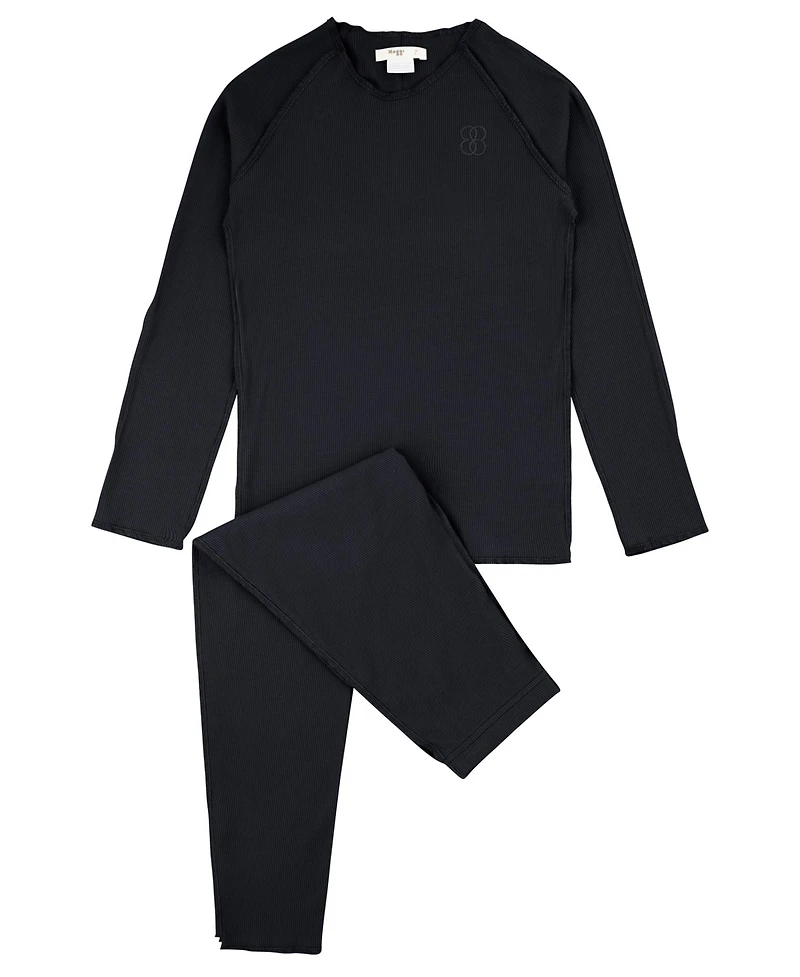 NoggiWear Baby Girls Bamboo Ribbed Loungewear Set