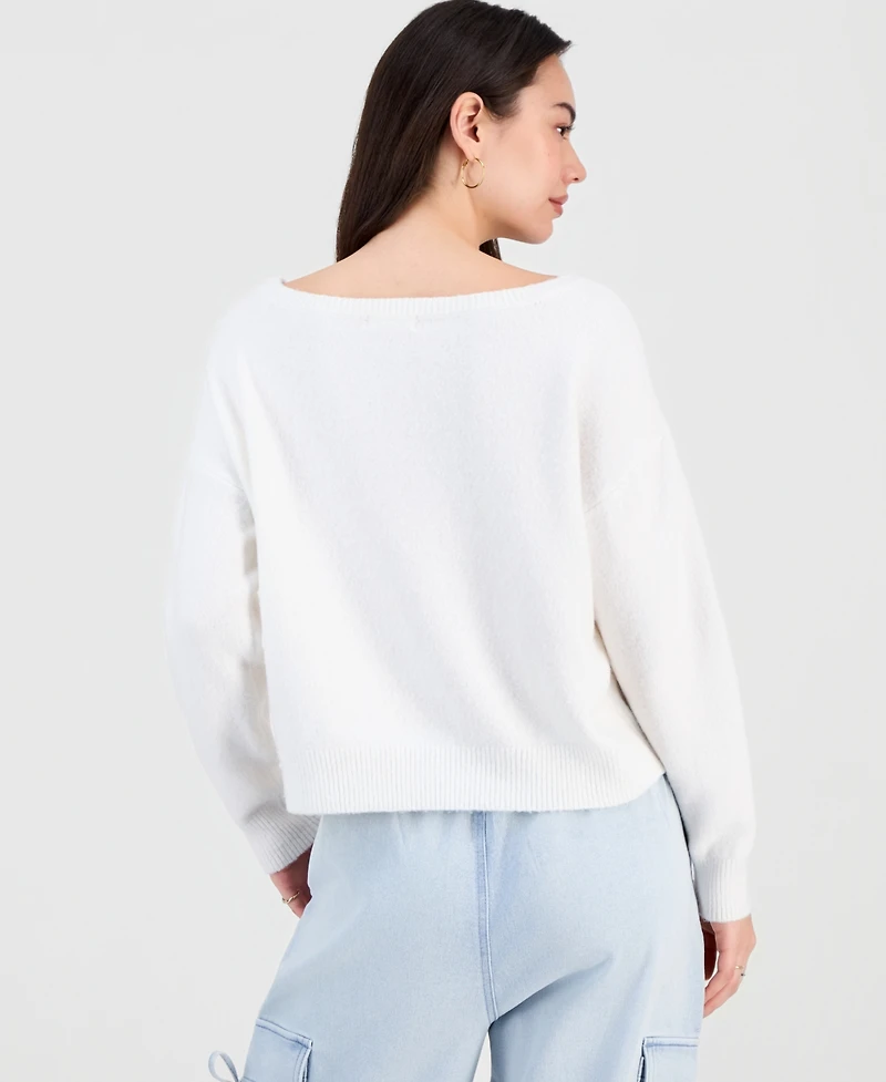 Ultra Flirt Juniors' Graphic Intarsia-Knit Sweater