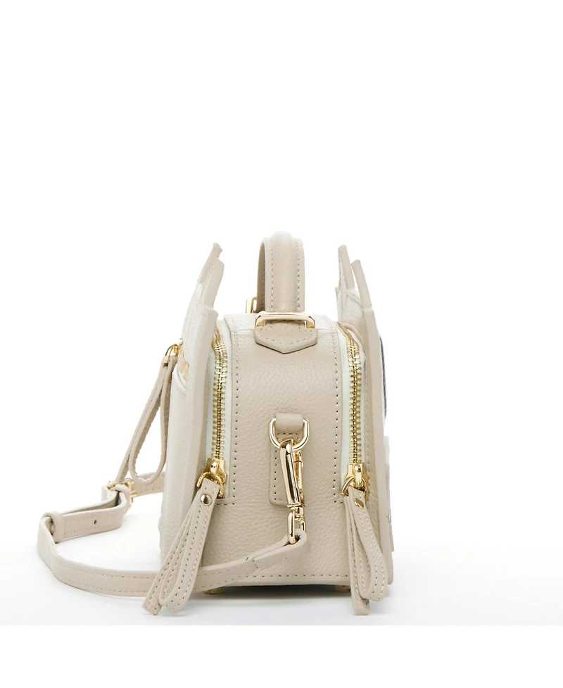 Pebble Leather Cat Crossbody Bag Cute Top Handle Purse Small Shoulder Handbag for Women & Girls with Gold Hardware and Detachable Strap
