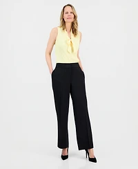 Kasper Women's Pinstripe High-Rise Wide Leg Pants, Regular & Petite