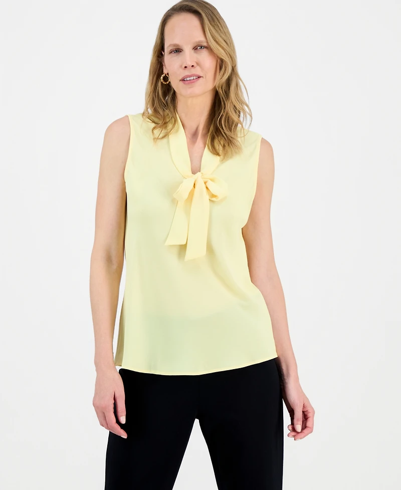 Kasper Women's Tie-Neck Sleeveless Blouse