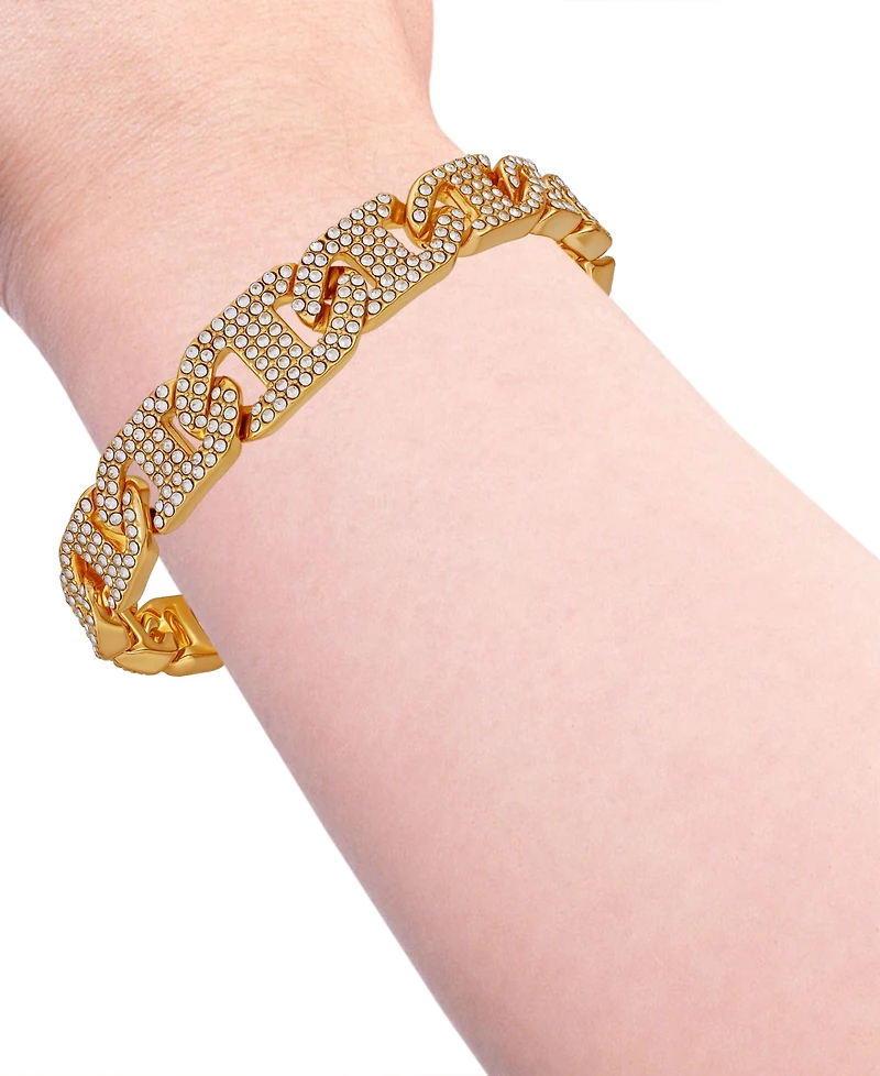 Guess Glass Stone Pave Gold-Tone Chain Bracelet (also Silver-Tone)